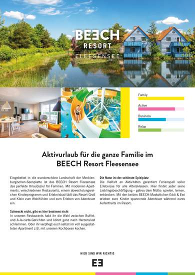 Katalog von BEECH Resort Fleesensee – Familienparadies an der Mecklenburgischen Seenplatte ansehen